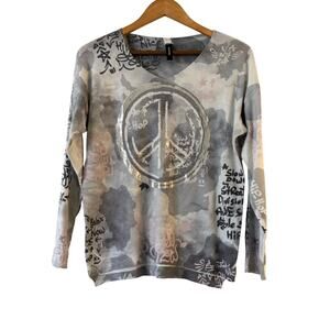 Venti6 Peace Sign Hip Hop Graphic Sweater